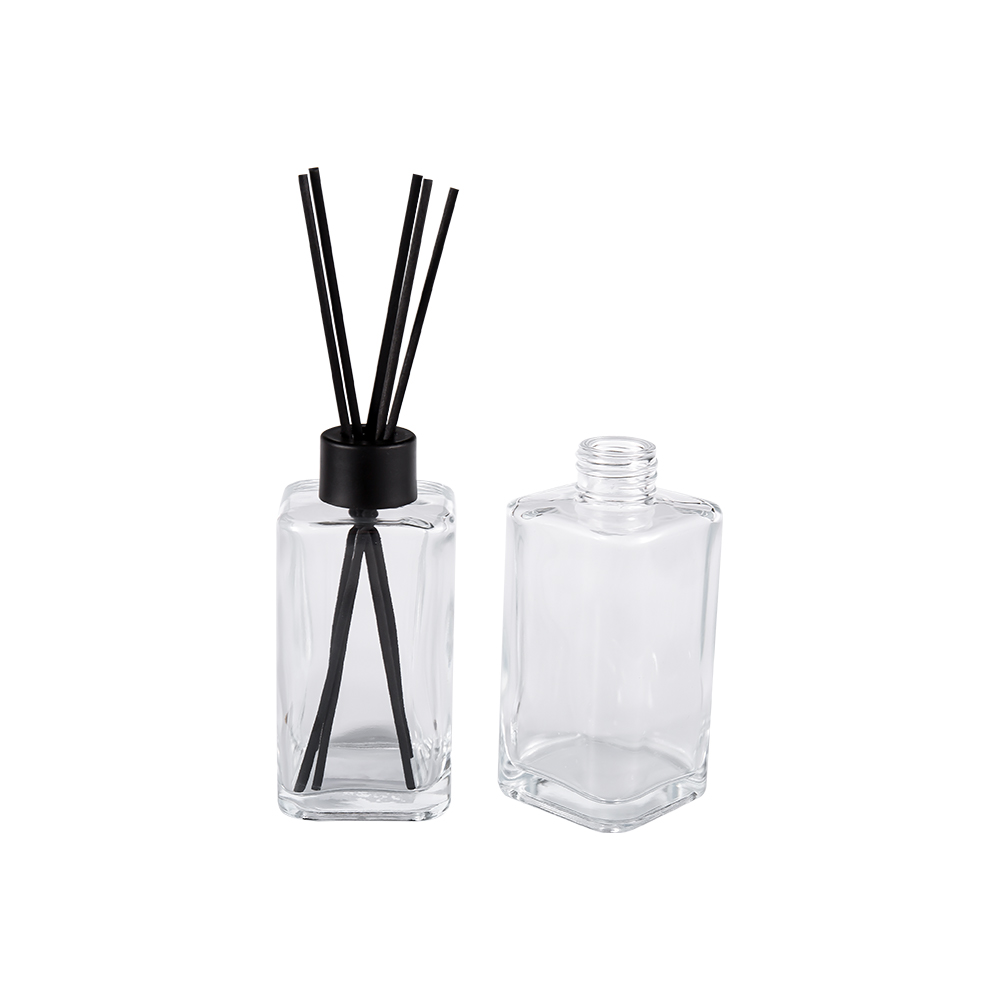 HJ-RX2247 Thủy Tinh Trong Suốt Hương Liệu Chai Dung Tích Lớn Màu Đen Mờ Nắp Chai Nhôm Nắp Sợi Miếng Dán