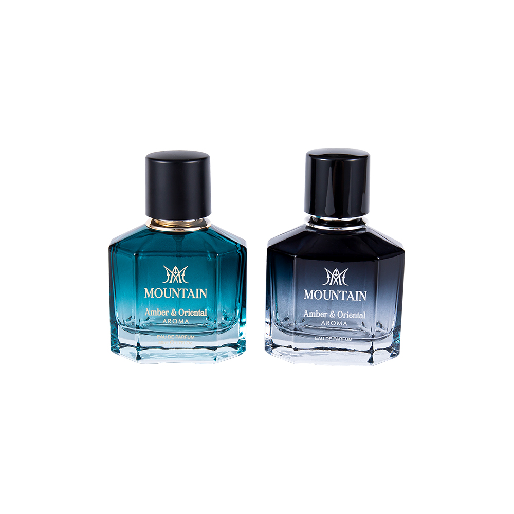 GC4030-WJ2099 Chai nước hoa thủy tinh 50ML có lớp phủ in và băng dán tem nóng PP ABS Nắp nước hoa UV