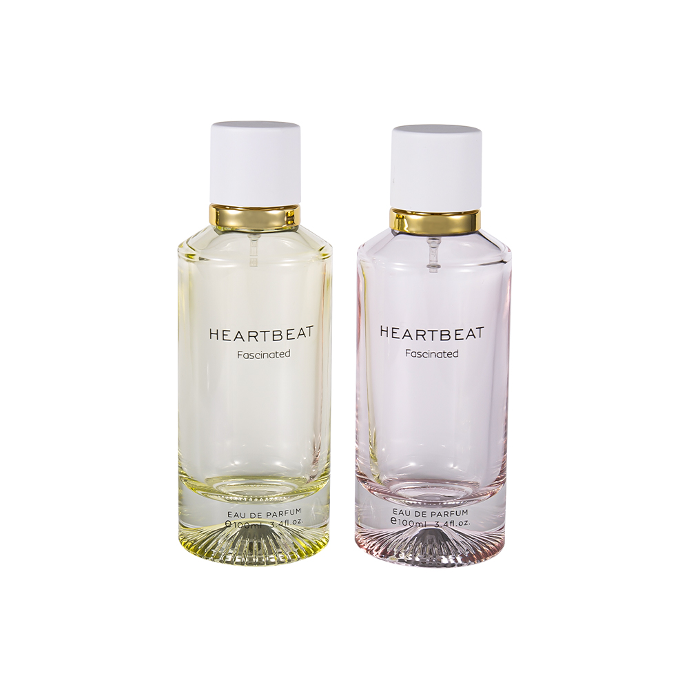 GC4406-WJ2326 Chai nước hoa có đáy hoa văn 100ML có nắp nước hoa màu trắng và vòng nhôm lớn